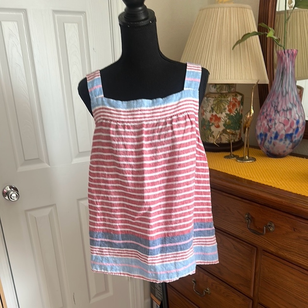 Talbots women’s Striped red, white, and Blue cool linen summer top